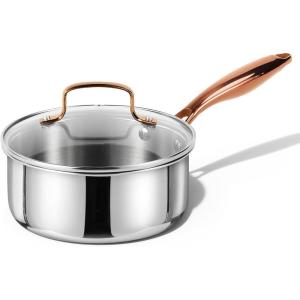 imageCAROTE 16Qt ampamp 30Qt Stainless Steel Saucepan Set NonToxic 3Ply Stainless Steel Cookware Set with Lids Small Kitchen Pots Oven Safe Compatible with Induction Ceramic Gas2QT
