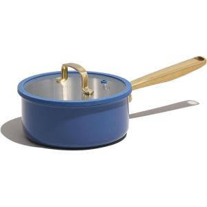 imageCAROTE 2Qt Stainless Steel Saucepan NonToxic Cookware with LidsOuter Ceramic LayerSmall Cooking Pot Even Heating Fits All StovesOven ampamp Dishwasher Safe PurpleBlue