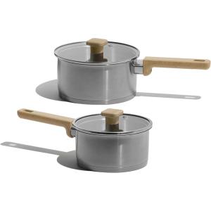 imageCAROTE 3Qt Stainless Steel Sauce Pan Set with Lid 3ply Base NonToxic PTFE ampamp PFOA Free Saucepan Induction Cookware Set Small Kitchen Pots StayCool Handles16QT25QT