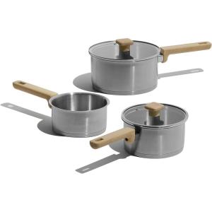 imageCAROTE 3Qt Stainless Steel Sauce Pan Set with Lid 3ply Base NonToxic PTFE ampamp PFOA Free Saucepan Induction Cookware Set Small Kitchen Pots StayCool Handles1QT16QT3QT