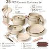 imageCAROTE 25PCS Ceramic Cookware Set Pots and Pans set Non Stick RV Kitchen Cooking Set Removable Handles Oven Safe Induction Cookware Nontoxic Kitchen Cooking Set PFAS and PFOA Free25pcs