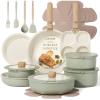 imageCAROTE 25pcs Pots and Pans Set Non Stick Cookware Sets Kitchen Set OvenDishwasherFridge Safe Space Saving Pots Set Nonstick Set with Versatile Detachable Handle Induction RV Set GreenGreen