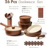 imageCAROTE 26pcs Ceramic Cookware Set with Kitchen Essentials Detachable Pots and Pans Set Non Stick Non Toxic OvenDishwasher Safe Induction Cooking Gift Set Includes KnifeUtensil Set