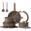 imageCAROTE 17PCS Pots and Pans Set Non Stick with Detachable Handle Nonstick Cookware Sets Cooking Kitchen Set OvenDishwasher Safe Induction Cookware Brown RV Kitchen Pot and Pan