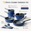imageCAROTE Ceramic Cookwar Set Pots and Pan Set Non Stick 18 Piece Cookware Set Kitchen Cooking Set Non Toxic PFAS PTFE Free