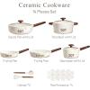 imageCAROTE Ceramic Cookware Sets Pots and Pans Set Non stick Non Toxic Healthy Induction Cookware 14 Pcs Nonstick Kitchen Pots and Pans Set PFAS PTFE FreeCream White