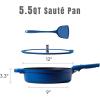 imageCAROTE 4pcs Non Stick Frying Skillet with Lid 12inch Nonstick Large Deep Frying Pan 55Qt Saute Pan Induction Pan Cooking Set with DetachableRemovable HandleOvenDishwasher Safe