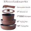imageCAROTE 5pcs Pots and Pans Set Non stickCookware Set Detachable Handlekitchen essentialsRV kitchen pot and panInduction CookwareOven SafePFOA PFOS FREEBurgundyBurgundy
