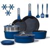 imageCAROTE 22pcs Pots and Pans Set Non Stick Nonstick Cookware Set DishwasherOvenFridge Safe Pots and Pans Removable Handle RV Oven Safe Cookware Induction Kitchen Set Blue22 Piece