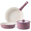imageCAROTE 5pcs Pots and Pans Set Non stickCookware Set Detachable Handlekitchen essentialsRV kitchen pot and panInduction CookwareOven SafePFOA PFOS FREEBurgundyPurple