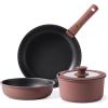 imageCAROTE 5pcs Pots and Pans Set Non stickCookware Set Detachable Handlekitchen essentialsRV kitchen pot and panInduction CookwareOven SafePFOA PFOS FREEBurgundyBurgundy