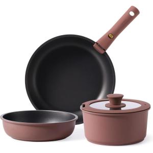 imageCAROTE 5pcs Pots and Pans Set Non stickCookware Set Detachable Handlekitchen essentialsRV kitchen pot and panInduction CookwareOven SafePFOA PFOS FREEBurgundyBurgundy
