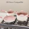 imageCAROTE Pots and Pans Set Nonstick Ceramic Cookware Set Pink Cooking Set Kitchen Induction Set with Steamer PFAS PTFE Free15 Piece