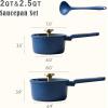 imageCAROTE 2QT ampamp 25QT Sauce Pan Sets with Lid ampamp Ladle Cooking Pots Nonstick Saucepans Cookware Set Small Kitchen Pot Induction Comptable Easy to Clean PFOA FREE GreenBlue