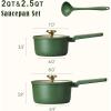 imageCAROTE 2QT ampamp 25QT Sauce Pan Sets with Lid ampamp Ladle Cooking Pots Nonstick Saucepans Cookware Set Small Kitchen Pot Induction Comptable Easy to Clean PFOA FREE GreenGreen