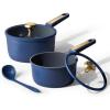 imageCAROTE 2QT ampamp 25QT Sauce Pan Sets with Lid ampamp Ladle Cooking Pots Nonstick Saucepans Cookware Set Small Kitchen Pot Induction Comptable Easy to Clean PFOA FREE GreenBlue
