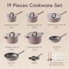 imageCAROTE 31PCS Pots and Pans Set Nonstick Cookware Set Kitchen Non Stick Induction Cookware Nontoxic Granite Cooking setPurple