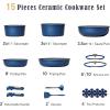 imageCAROTE GreenampampGold Nonstick Cookware Set15Pcs Pots and Pans Set Non Stick DetachableRemovable HandleKitchen Cooking Set Dishwasher Safe RV Kitchen Pot and Pan Induction CookwareBlueGold
