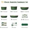 imageCAROTE GreenampampGold Nonstick Cookware Set15Pcs Pots and Pans Set Non Stick DetachableRemovable HandleKitchen Cooking Set Dishwasher Safe RV Kitchen Pot and Pan Induction CookwareSymphony Blue
