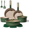 imageCAROTE GreenampampGold Nonstick Cookware Set15Pcs Pots and Pans Set Non Stick DetachableRemovable HandleKitchen Cooking Set Dishwasher Safe RV Kitchen Pot and Pan Induction CookwareSymphony Blue