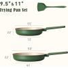 imageCAROTE 95 and 11 Nonstick Frying Pans Skillet NonStick Fry Pan Egg Pan Omelet PansHealthy ampamp PFOA Free InductionCompatible Dishwasher Safe ampamp Includes Silicone SpatulaGreenGreen