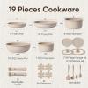 imageCAROTE 19pcs Pots and Pans Set Non Stick Nonstick Cookware Set Detachable Handle Induction Kitchen Cooking Sets with Removable Handle RV Kitchen Oven Safe Taupe19 Piece