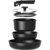 imageCAROTE 6pcs Pots and Pans Set Non Stick Cookware Sets Kitchen Set OvenFridge Safe Space Saving Pots Set Nonstick Cooking Set with Versatile Detachable Handle Induction RV Set Jet BlackBlack