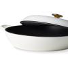 imageCAROTE 35QT Enameled Cast Iron Braiser Pan Shallow Dutch Oven Casserole Skillets NonToxic Cast Iron Pot with Lid for Grilling Searing Baking Dual Handles All Stovetop Compatible WhiteWhite