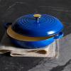 imageCAROTE 35QT Enameled Cast Iron Braiser Pan Shallow Dutch Oven Casserole Skillets NonToxic Cast Iron Pot with Lid for Grilling Searing Baking Dual Handles All Stovetop Compatible WhiteBlue