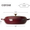 imageCAROTE 35QT Enameled Cast Iron Braiser Pan Shallow Dutch Oven Casserole Skillets NonToxic Cast Iron Pot with Lid for Grilling Searing Baking Dual Handles All Stovetop Compatible WhiteFig