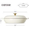 imageCAROTE 35QT Enameled Cast Iron Braiser Pan Shallow Dutch Oven Casserole Skillets NonToxic Cast Iron Pot with Lid for Grilling Searing Baking Dual Handles All Stovetop Compatible WhiteWhite