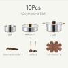 imageCAROTE TriPly Stainless Steel Sauce Pan with Detachable Handle15QT Saucepan2QT ampamp 3QT Saucepan with Lid 8PCS NonToxic Induction Kitchen Stainless Steel PotRemovable HandleOven SafeWoodgrain10pcs