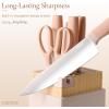 imageCAROTE 9 Pieces Kitchen Knife Block Set with Sharpener Dishwasher Safe Knives for Kitchen Forged Cutlery with RazorSharp Stainless Steel Blades PinkPink