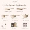 imageCAROTE Ceramic Cookware Set Nonstick 14pcs Pots and Pans Set Nonstick NonToxic ampamp PFASFree DishwasherOven Safe RVCamping Cookware Set Cooking Pots with Lids BlueGray