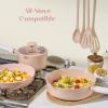imageCAROTE Ceramic Cookware Set Nonstick 9pcs Pots and Pans Set Non stick NonToxic ampamp PFASFreeDishwasherOven Safe RVCamping Cookware SetSauce Pan with Lid GreenPink