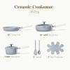 imageCAROTE Ceramic Cookware Set Nonstick 9pcs Pots and Pans Set Non stick NonToxic ampamp PFASFreeDishwasherOven Safe RVCamping Cookware SetSauce Pan with Lid GreenBlue