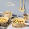 imageCAROTE Ceramic Cookware Set Nonstick 9pcs Pots and Pans Set Non stick NonToxic ampamp PFASFreeDishwasherOven Safe RVCamping Cookware SetSauce Pan with Lid GreenYellow