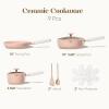 imageCAROTE Ceramic Cookware Set Nonstick 9pcs Pots and Pans Set Non stick NonToxic ampamp PFASFreeDishwasherOven Safe RVCamping Cookware SetSauce Pan with Lid GreenPink