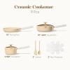 imageCAROTE Ceramic Cookware Set Nonstick 9pcs Pots and Pans Set Non stick NonToxic ampamp PFASFreeDishwasherOven Safe RVCamping Cookware SetSauce Pan with Lid GreenYellow
