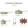 imageCAROTE Ceramic Cookware Set Nonstick 9pcs Pots and Pans Set Non stick NonToxic ampamp PFASFreeDishwasherOven Safe RVCamping Cookware SetSauce Pan with Lid GreenGreen