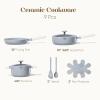 imageCAROTE Pots and Pans Set Nonstick Ceramic Cookware Set Yellow Cooking Set Kitchen Induction Set with Steamer PFAS PTFE Free9 PieceBlue