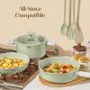 imageCAROTE Pots and Pans Set Nonstick Ceramic Cookware Set Yellow Cooking Set Kitchen Induction Set with Steamer PFAS PTFE Free9 PieceGreen