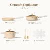 imageCAROTE Pots and Pans Set Nonstick Ceramic Cookware Set Yellow Cooking Set Kitchen Induction Set with Steamer PFAS PTFE Free9 PieceYellow