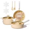 imageCAROTE Pots and Pans Set Nonstick Ceramic Cookware Set Yellow Cooking Set Kitchen Induction Set with Steamer PFAS PTFE Free9 PieceYellow