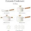 imageCAROTE Ceramic Cookware Set Nonstick 11pcs Pots and Pans Set Nonstick NonToxic ampamp PFASFree Dishwasher RVCamping Cookware Set Cooking Pots with LidsCreamCream