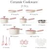 imageCAROTE Ceramic Cookware Set Nonstick 11pcs Pots and Pans Set Nonstick NonToxic ampamp PFASFree Dishwasher RVCamping Cookware Set Cooking Pots with LidsCreamPink