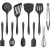 imageCAROTE Kitchen Utensil Set for Nonstick Cookware  446F Heat Resistant Silicone Cooking Utensils Set 10pcs Dark Grey Oderless Spatula TurnerGray