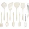 imageCAROTE Kitchen Utensil Set for Nonstick Cookware  446F Heat Resistant Silicone Cooking Utensils Set 10pcs Dark Grey Oderless Spatula TurnerWhite