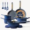 imageCAROTE Ceramic Cookware Set Pots and Pans Set Non stick 17Piece Induction Cookware Non toxic Healthy Non Stick Kitchen Cooking Set with Frying Pans SetLarge Capacity Soup PotMauve PinkBlue