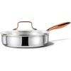 imageCAROTE 10quot TriPly Stainless Steel Deep Frying Pan with Lid NonToxic Saute Pan Oven Safe Induction Ceramic and Gas Cooktops Compatible SilverSilver